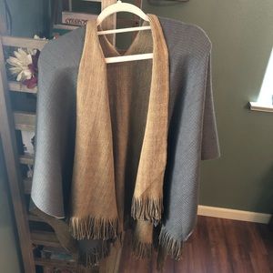 2Chic Reversible Gold and Blue Poncho